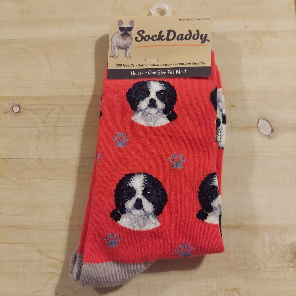 𝅺sock daddy shih tzu socks red and black New in package unisex